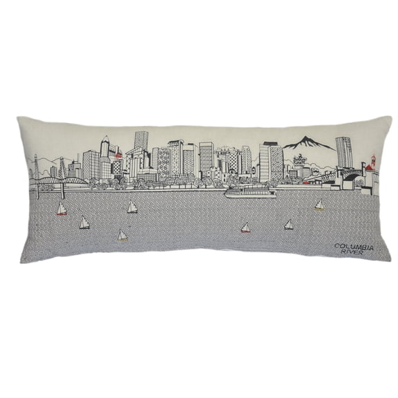 Beyond Cushions Portland Queen Day Embroidered Skyline Pillow