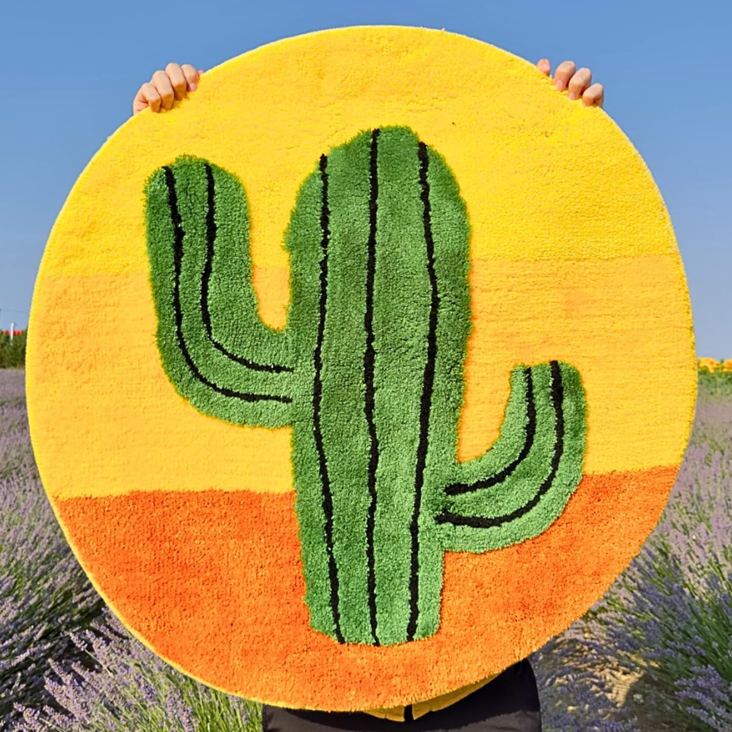 Beyond Deco Cactus Rug 35” Inches - Handmade Tufted Round Aesthetic ...
