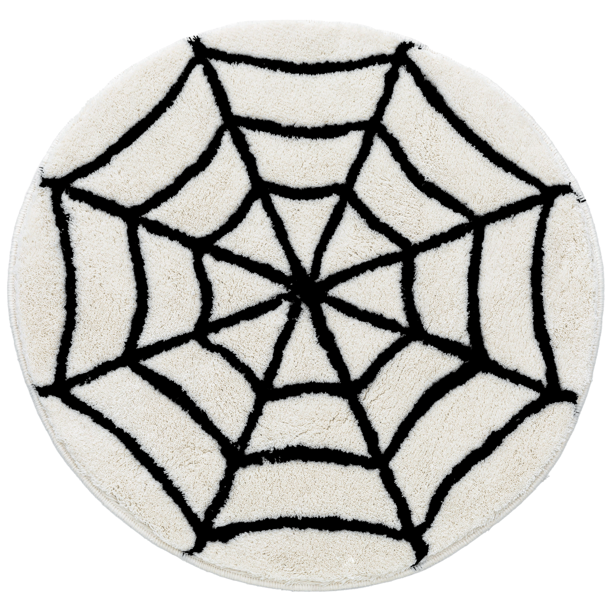 Beyond Deco Halloween Spider White Rug 35” Inches, Handmade Tufted Fluffy Round Aesthetic