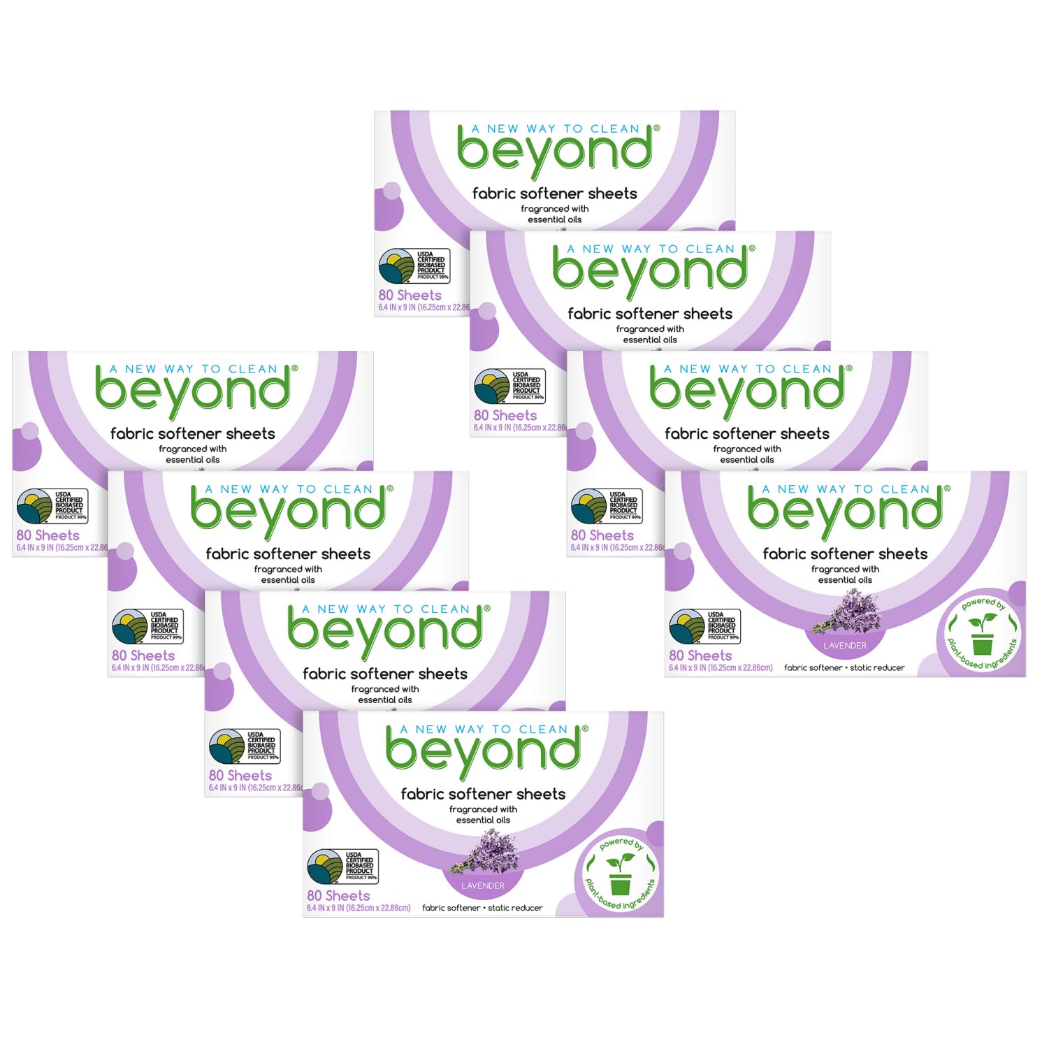 Beyond Fabric Softener Sheets (8 boxes of 80 sheets) - Lavender Scent ...