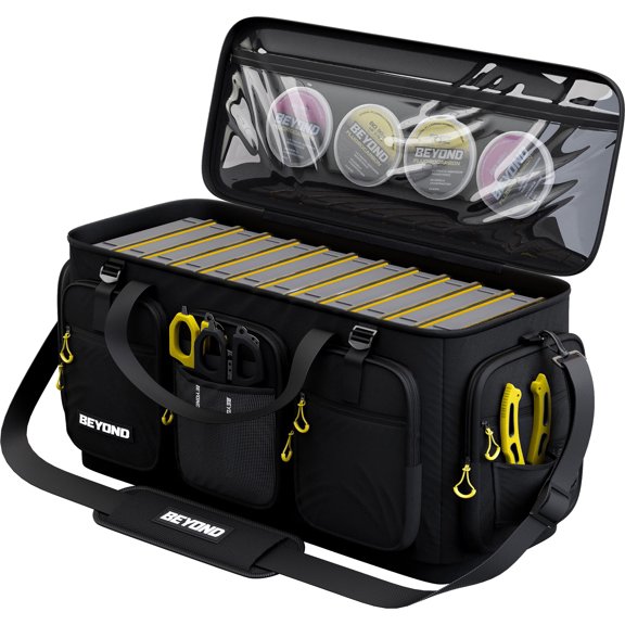 Beyond Fishing Hauler Tackle Bags - Water Resistant With Hard Molded Bottom - Perfect for Fresh Water & Salt Water Fishing Tackle Storage - Holds Tackle Boxes and Fishing Gear
