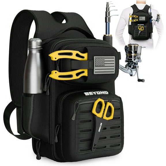 Beyond Fishing Tackle Backpack- The Voyager Tactical Fishing Storage Bag - Lightweight & Compact Bag For Fishing