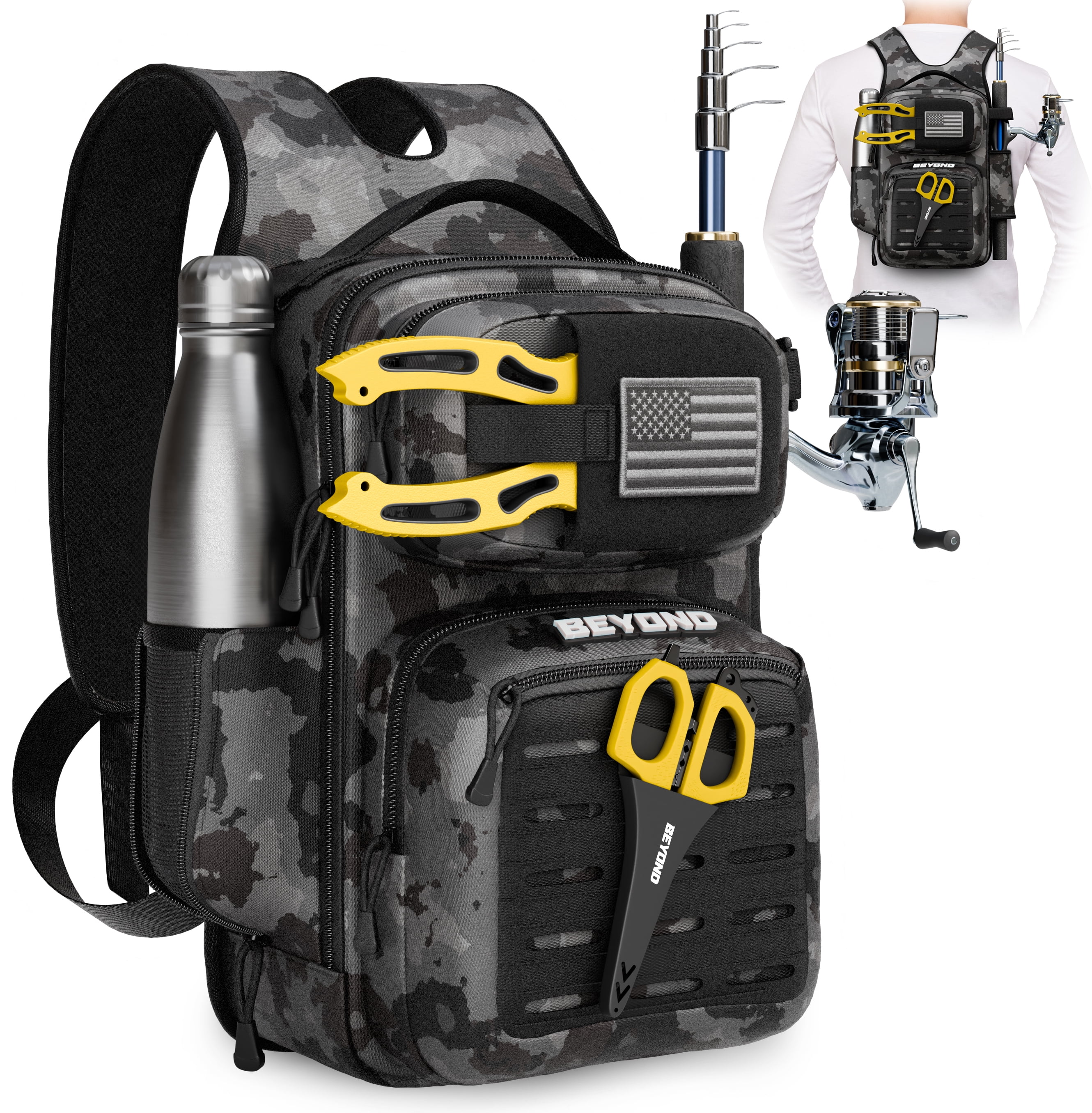 Beyond Fishing Tackle Backpack- The Voyager Tactical Fishing Storage Bag - Lightweight & Compact Bag For Fishing