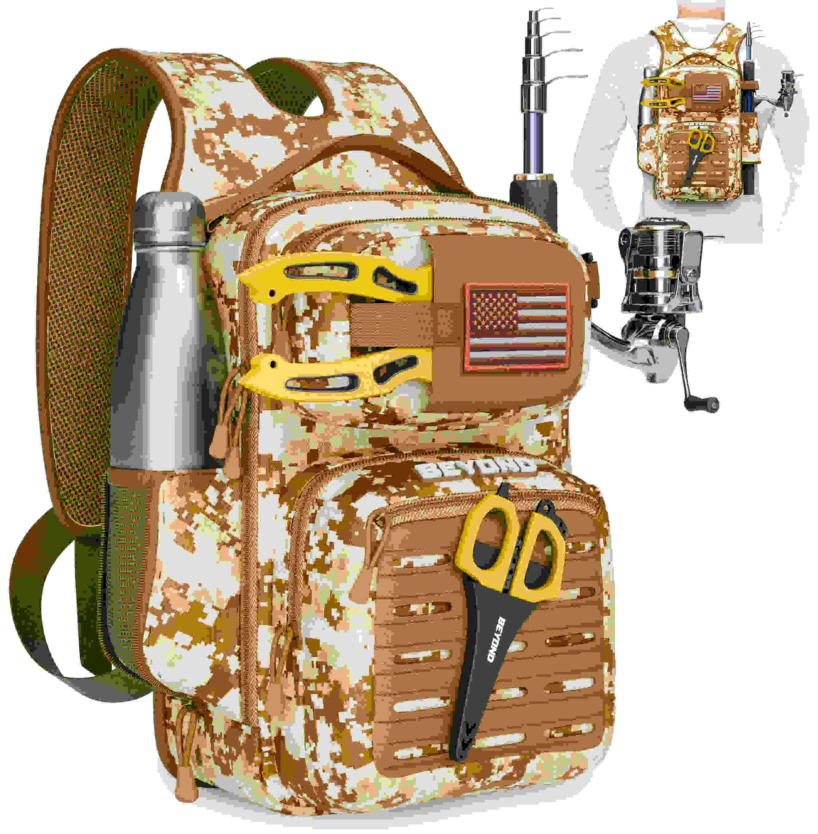 Beyond Fishing Tackle Backpack- The Voyager Tactical Fishing Storage Bag - Lightweight & Compact Bag For Fishing
