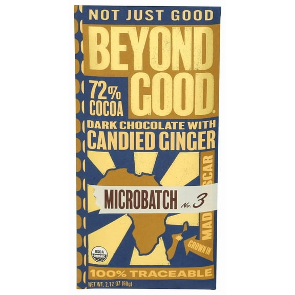 Beyond Good Bar Chocolate Micro 72 Ginger 2.12 oz (Pack of 12)