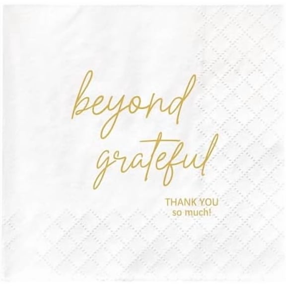 Beyond Grateful Napkins for Party Supplies Decorations Favors Gifts, Bridal Shower Thank You Napkins for Cake Dessert Beverage Table Decorations (4.5 x 4.5 In, 50Pcs)$$Home Decor, Kitchen, & Other