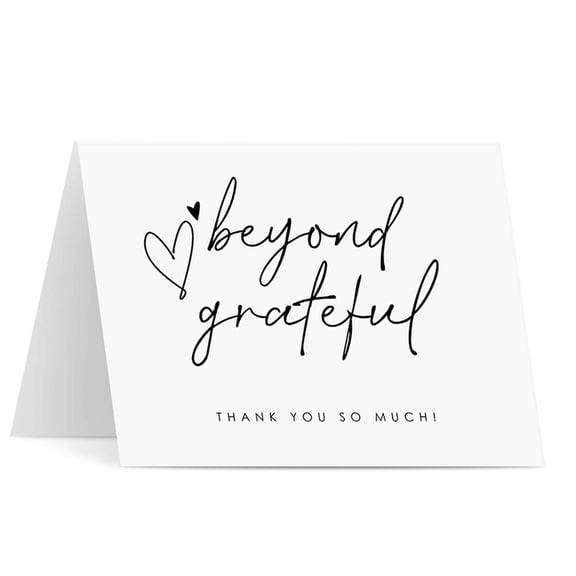 "Beyond Grateful" Thank You Card Elegant Design with Heart Blank Inside for Personal Messages Perfect for Any Occasion