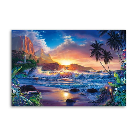Beyond Hanas Gate Fantasy Landscape Ocean Wall Art Poster Scroll Canvas Painting Picture Living Room Decor Home 12x18inch(30x45cm)