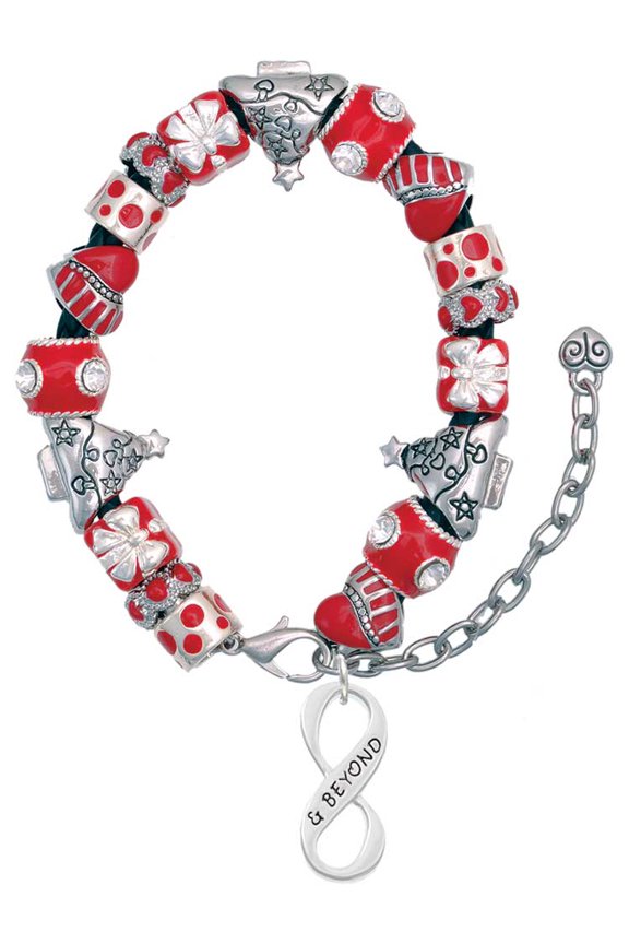 & Beyond Infinity Sign Red Christmas Bead Bracelet