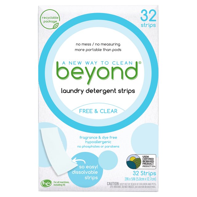 Beyond Laundry Detergent Strips [32 strips] Free & Clear