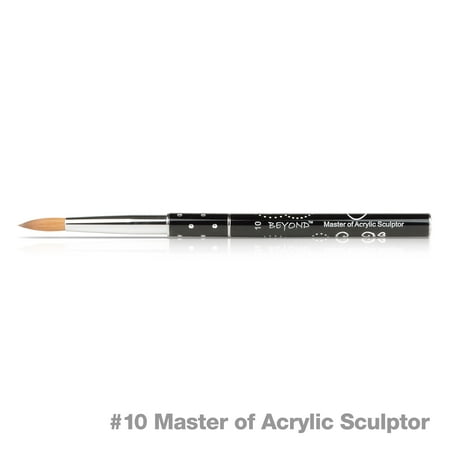 Beyond Master of Acrylic Sculptor 100% Kolinsky Bristle Nail Sculpting Brush #10 Black Aluminum Handle