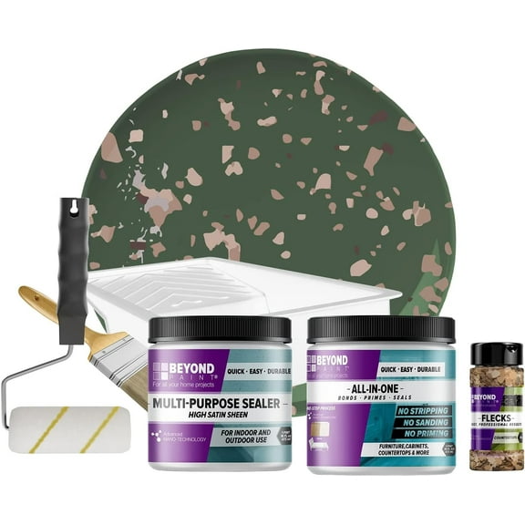 Beyond Paint Countertop Makeover Kit with Paint, Sealer, Flecks and Tools for Countertops, Forest Green