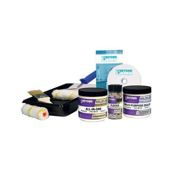 Beyond Paint Countertop Makeover Kit with Paint, Sealer, Flecks and Tools for Countertops, Soft Gray