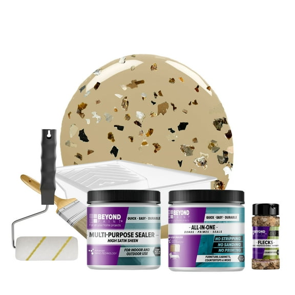 Beyond Paint Oxford Bronze Flecks Countertop Makeover Kit with Paint, Sealer, Flecks, and Tools for Countertops, Linen