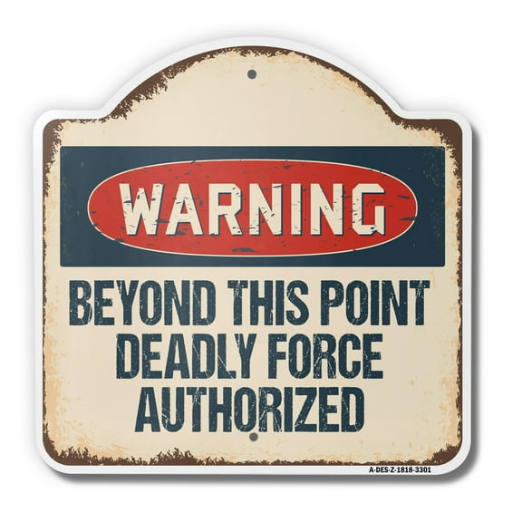 Beyond This Point 18" X 18" Heavy-Gauge Aluminum Architectural Sign | SignMission Designer Security Patrol Metal Novelty Gift Funny Joke Gag Road Garage