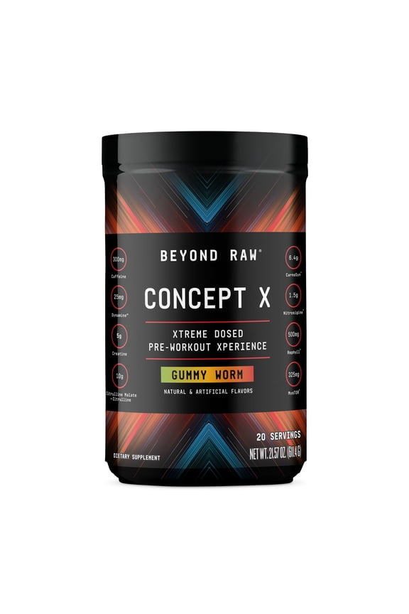 Concept X | Clinically Dosed Pre-Workout Powder | Contains Caffeine, L-Citrulline, Creatine, and Beta-Alanine | Gummy Worm | 20 Servings