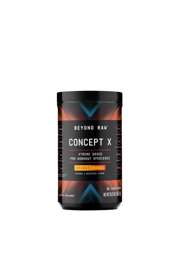 Concept X | Clinically Dosed Pre-Workout Powder | Contains Caffeine, L-Citrulline, Creatine, and Beta-Alanine | Orange Mango | 20 Servings