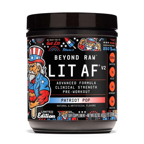 Beyond Raw LIT AF V2 Pre-Workout - Patriot Pop (20 Servings)