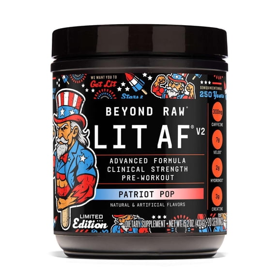 Beyond Raw LIT AF V2 Pre-Workout - Patriot Pop (20 Servings)