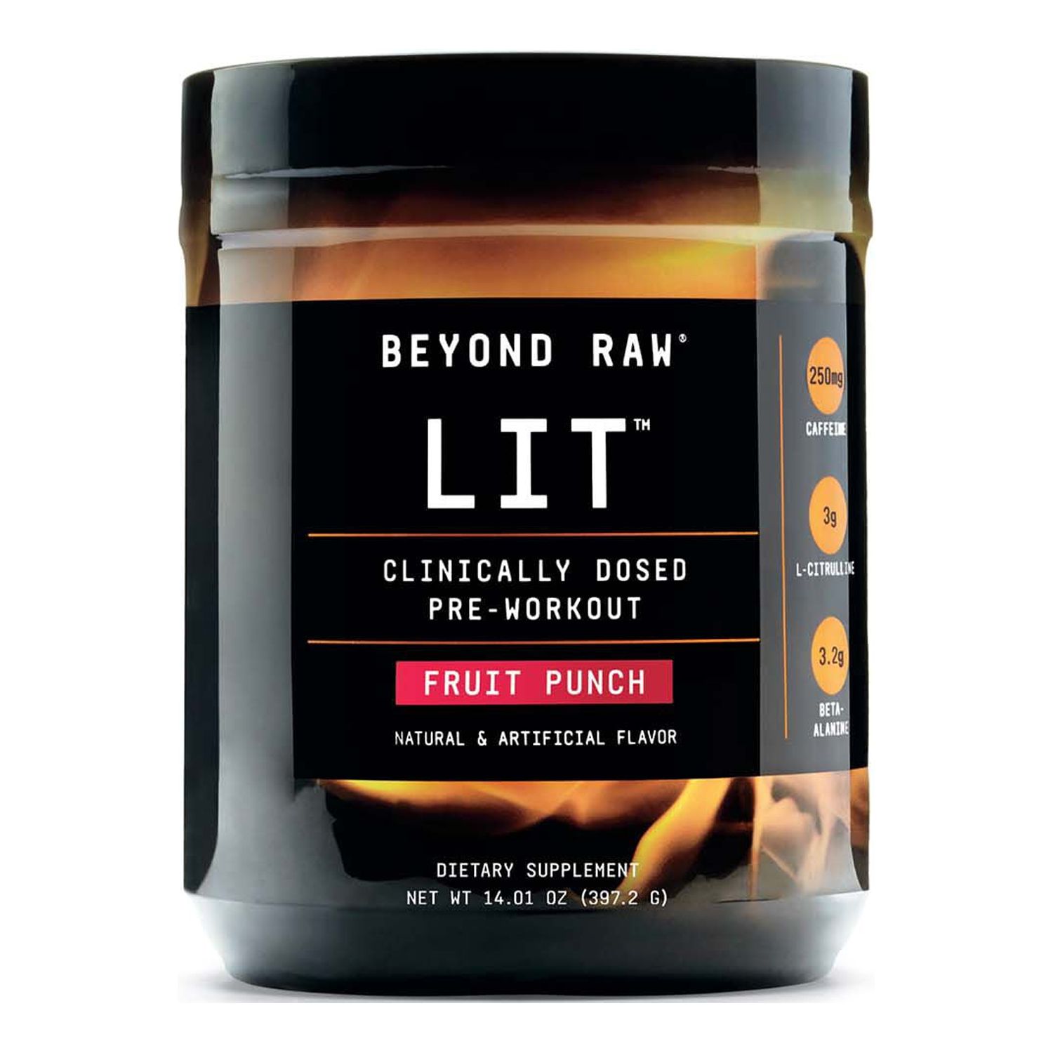 Beyond Raw, LIT, Clinically Dosed PreWorkout, Fruit Punch, 14.01 oz