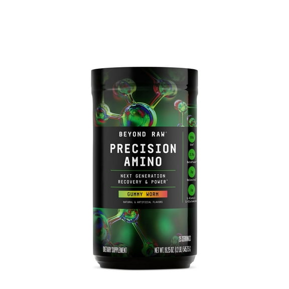 Beyond Raw Precision Amino | Recovery & Power Amino Acid Formula | Fuel Muscles | Enhance Hydration | Gummy Worm | 25 Servings