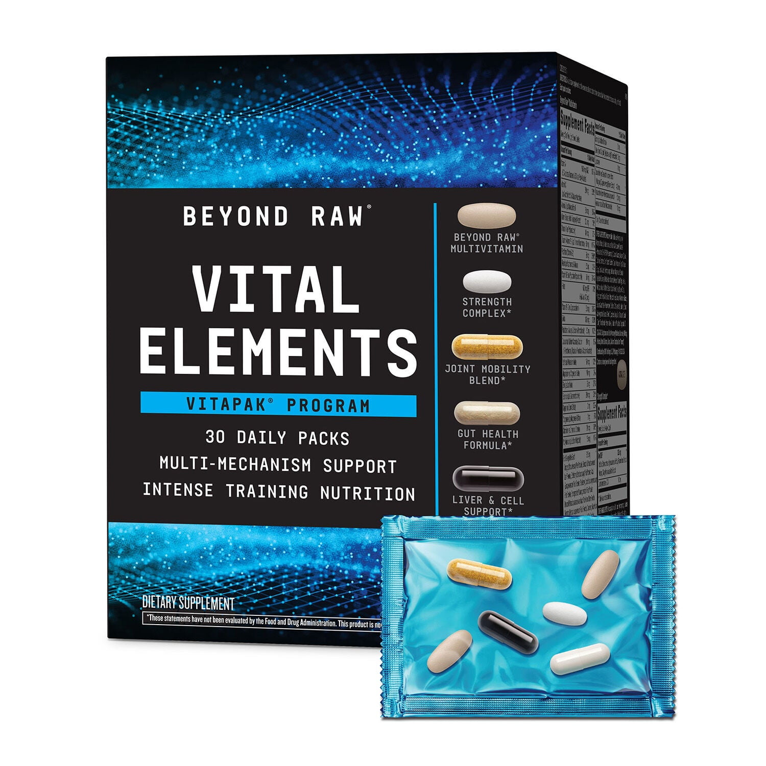 Beyond Raw Vital Elements Vitapak Program, Training Nutrition Vitamin Packs for Gut Health Formula, 30 Multivitamin Packets