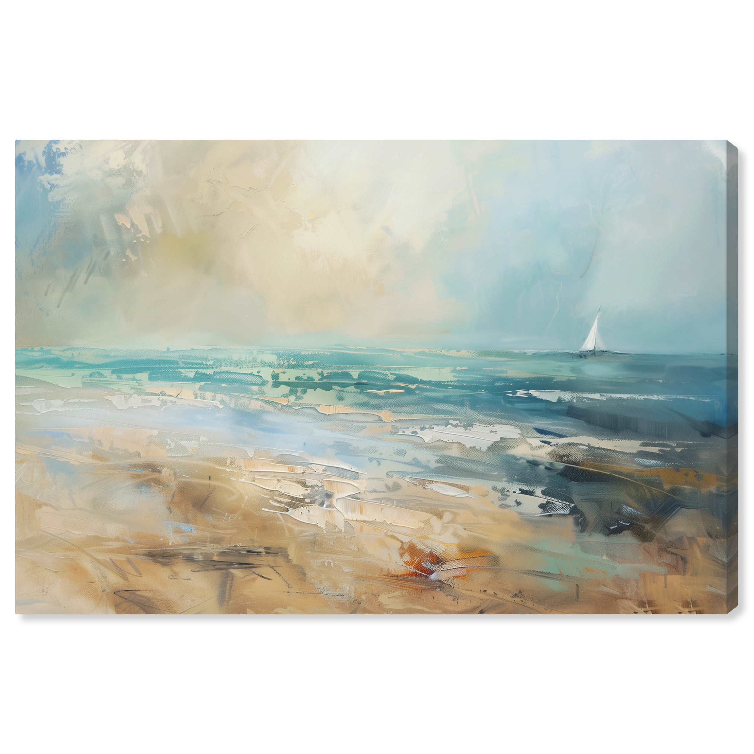 Beyond The Shore Coastal Landscape Canvas Wall Art, 15" x 10"