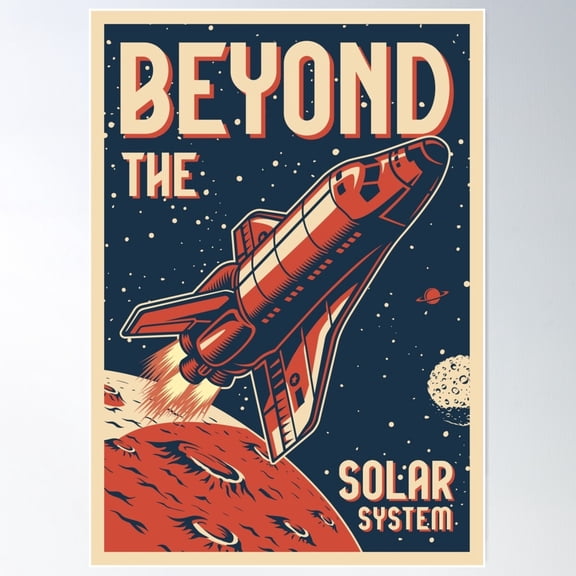 Beyond The Solar System Vintage Space Adventure Poster Wall Art, Modern Wall Decor For Living Room Bedroom, 16x24 UNFRAMED