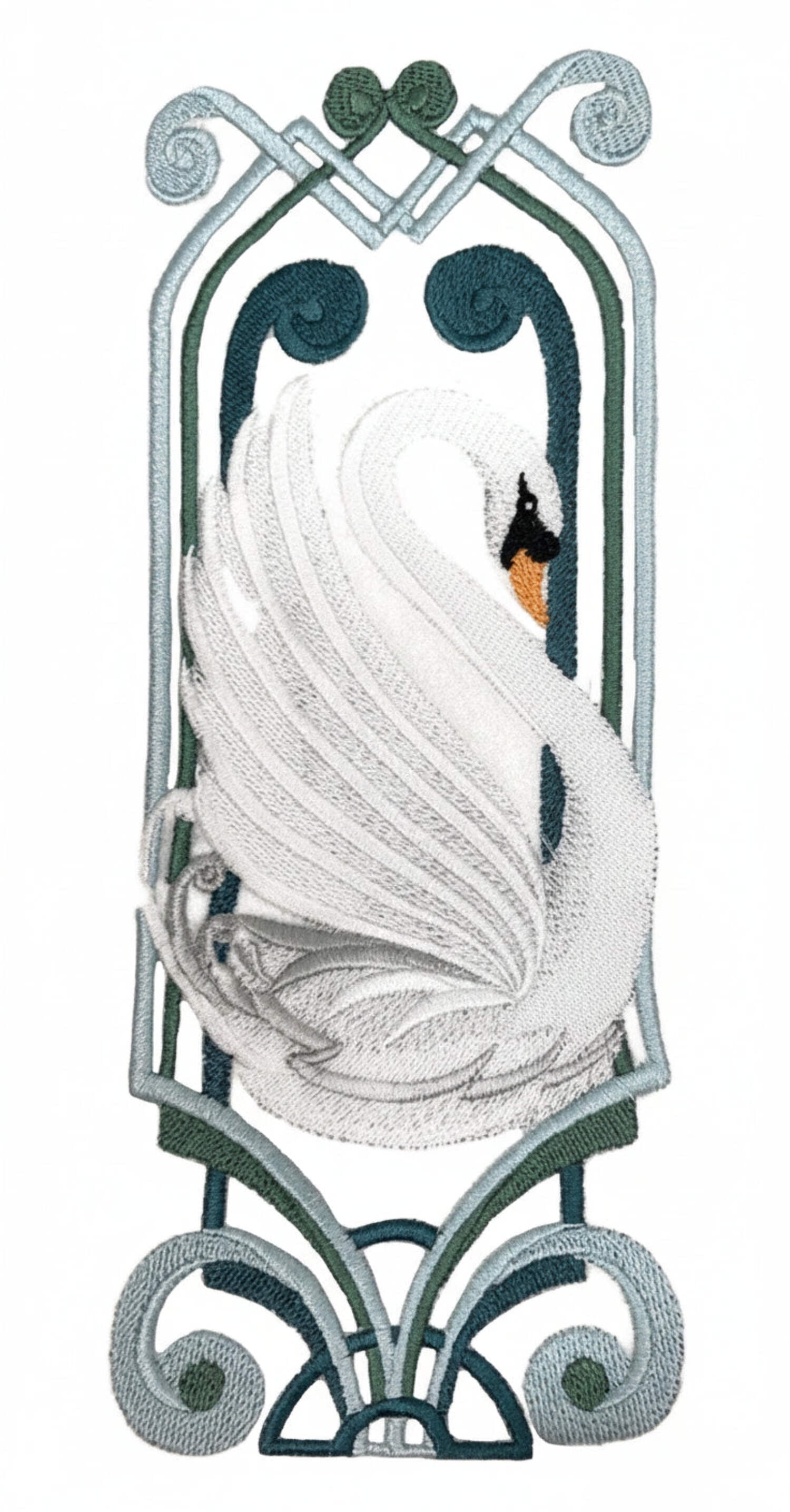 Beyond Vision Custom Bird Art Deco Swan Embroidery Iron On/Sew Patch (3.74" x 9.41")