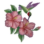 Beyond Vision Custom Bird Calming Hummingbird and Hibiscus Embroidery Iron On/Sew Patch 6.24 x 5.85