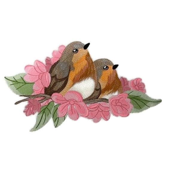Beyond Vision Custom Birds [Alight Into Spring Robins ] Embroidered Iron on/Sew Patch (11.72" x 6.88")