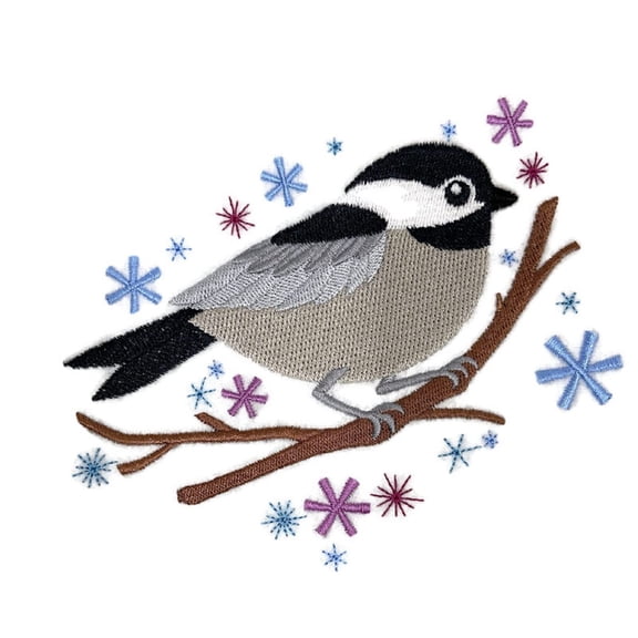 Beyond Vision Custom Cheery Winter Chickadee Embroidery Iron On/Sew Patch (5.94" x 5.84")