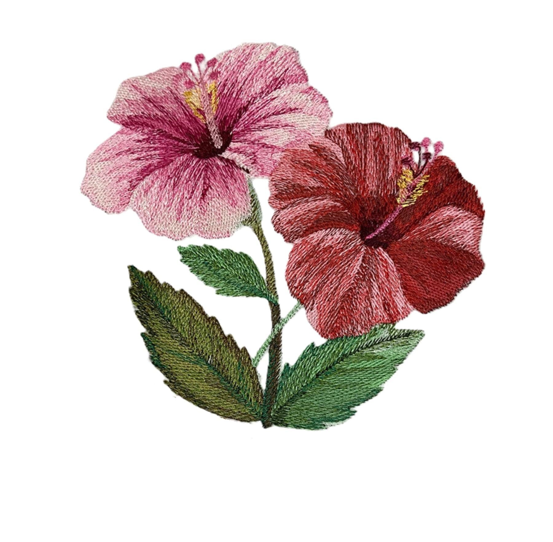 Beyond Vision Custom Flower Hibiscus Flower Embroidered Iron on/Sew Patch (5.88" x 5.9")