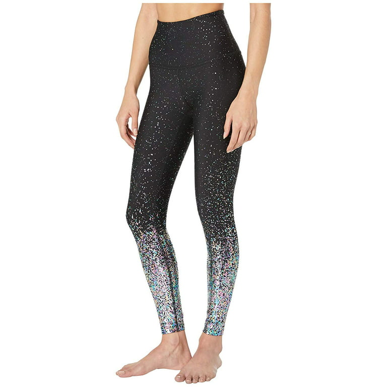 Beyond Yoga Alloy Ombre High-Waisted Midi Leggings Black Iridescent Speckle  
