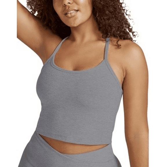 Beyond Yoga CLOUD GRAY Women's Spacedye Slim Racerback Cropped Tank, US Large