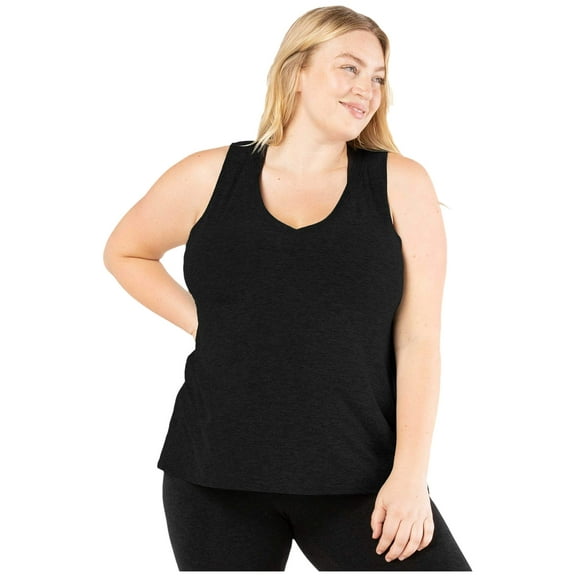 Beyond Yoga Plus Size All About It Split Back Bopo Tank Top Darkest Night 4X