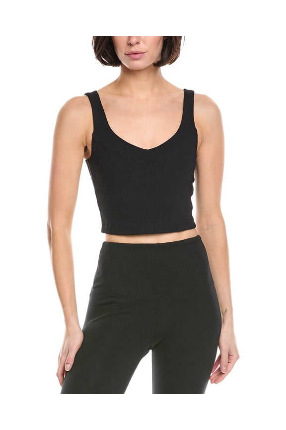 womens  Impulse Ribbed Cropped Tank, xs, Black