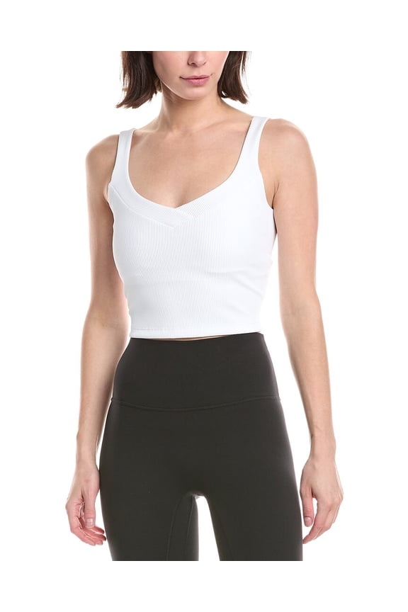 womens Impulsed Ribbed Cropped Tank, m, White
