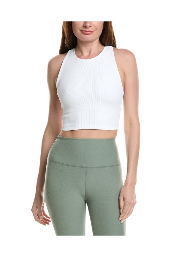 womens Refocus Ribbed Cropped Tank, xs, White