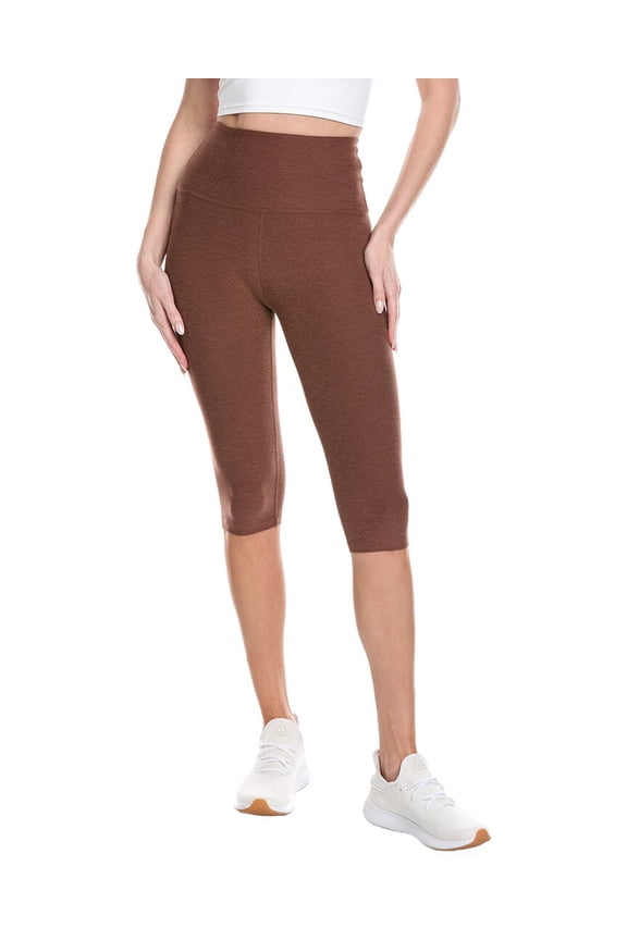 womens Spacedye High Waisted 14.25in Pedal Pusher Legging, m, Brown