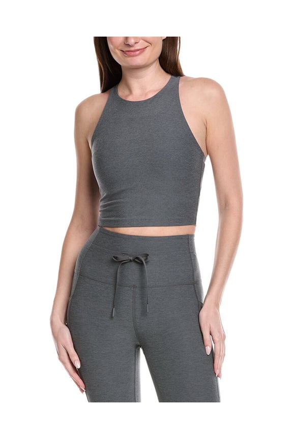 womens  Spacedye Refocus Cropped Tank, m, Gray