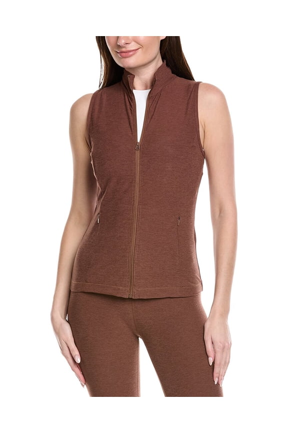 womens Venice Zip-Front Vest, s, Brown