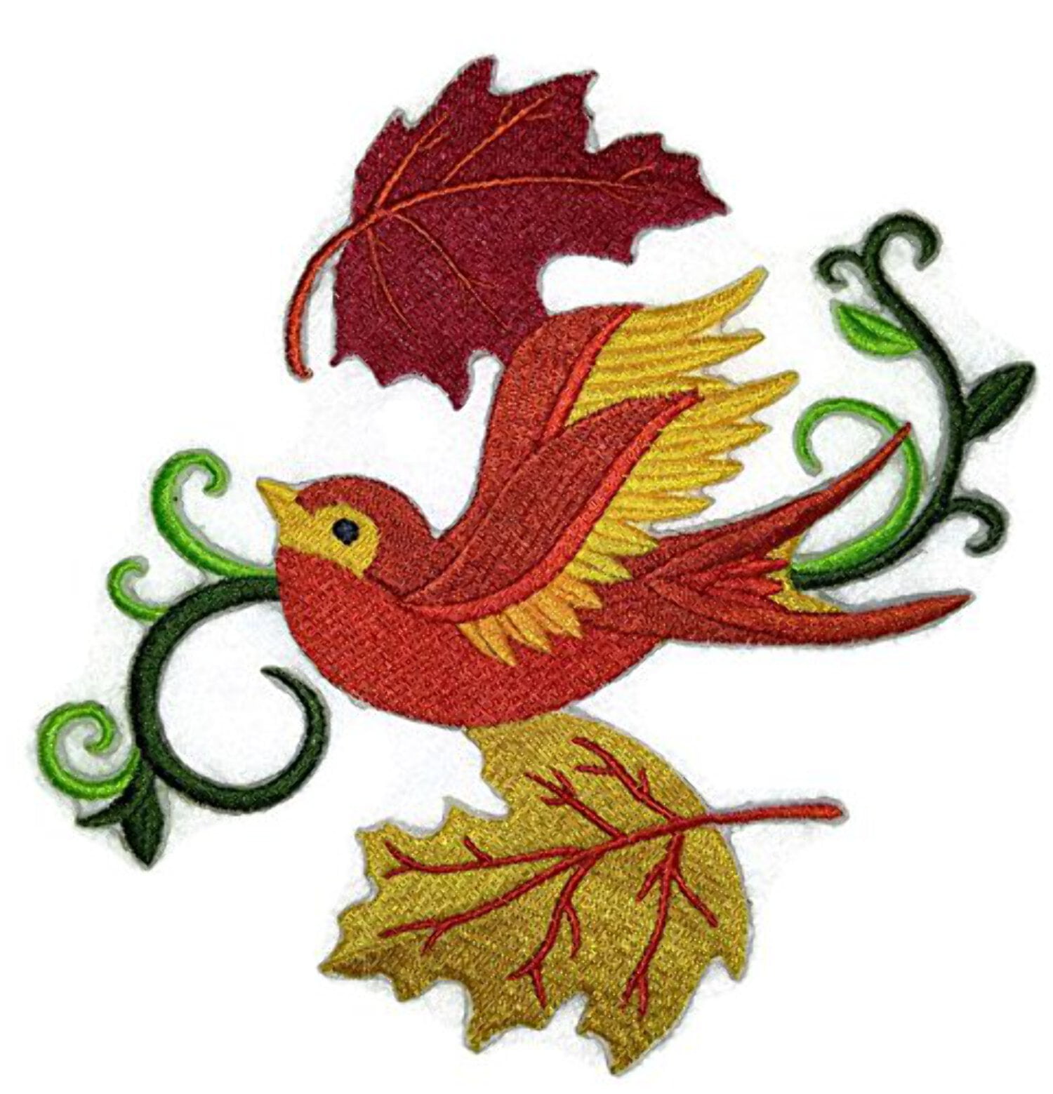 BeyondVision Custom And Unique Autumn[ Swallow In Leaves ]Embroidered Iron on/Sew patch [4.84x"5.84"]