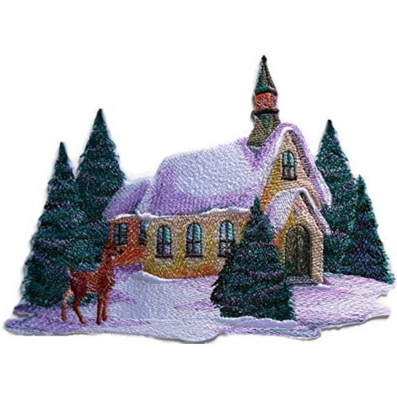BeyondVision Custom And Unique Winter Bonanza [ Country Scene Watercolor Deer ] Embroidered Iron on/Sew patch [7.5"5.6"]