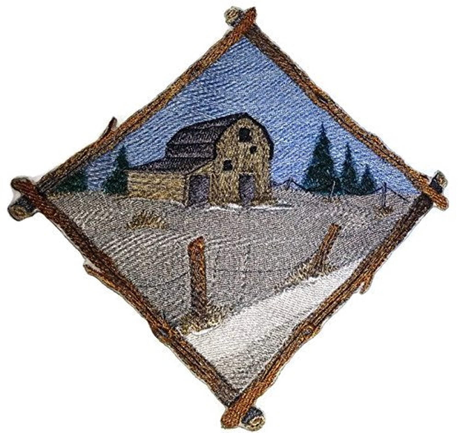 BeyondVision Custom And Unique Winter Bonanza [ Winter Barn Diamond ] Embroidered Iron on/Sew patch [7" 7"]