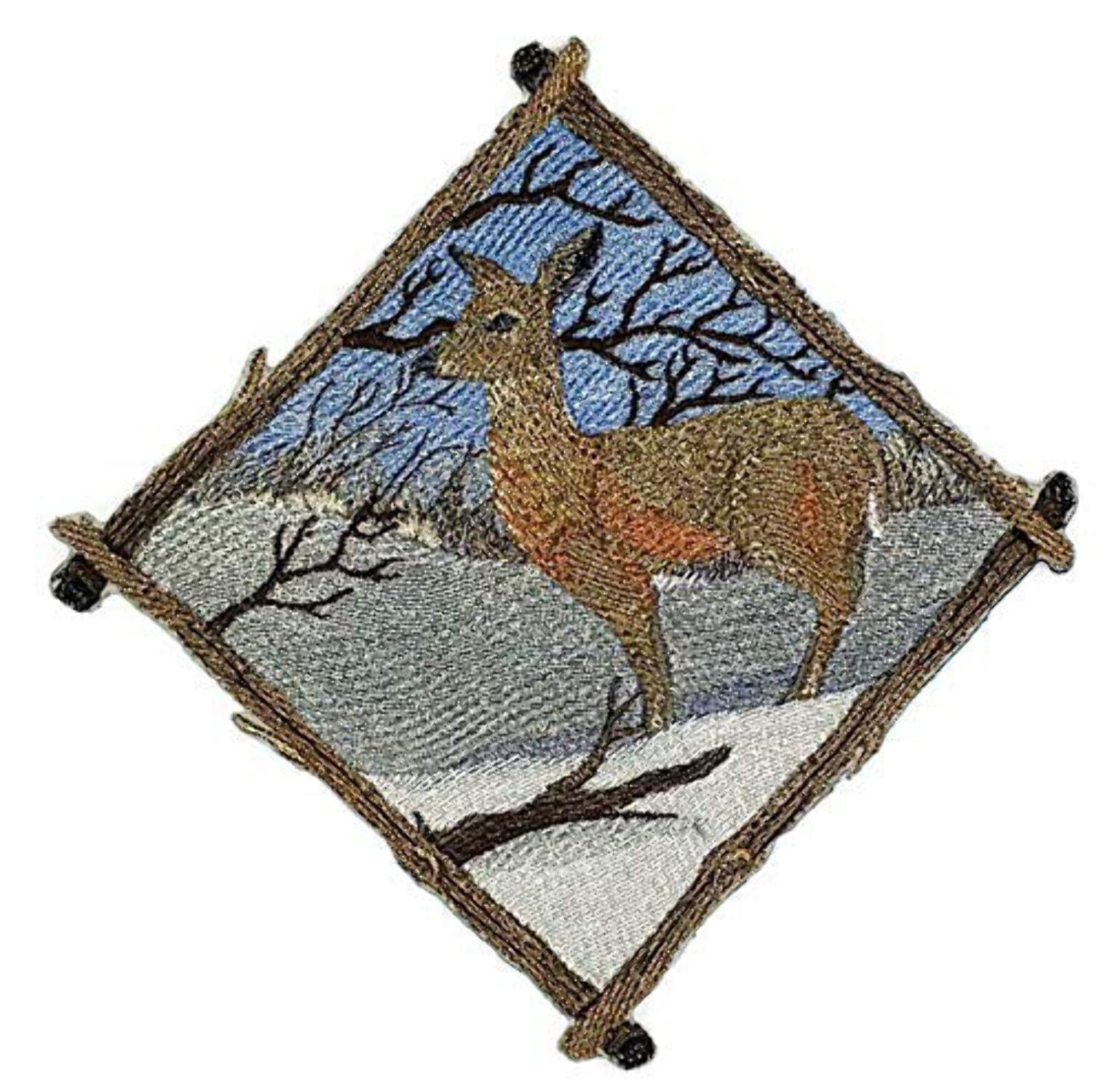 BeyondVision Custom And Unique Winter Bonanza [ Winter Deer Diamond ] Embroidered Iron on/Sew patch [7" 7"]