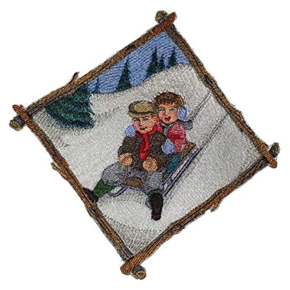 BeyondVision Custom And Unique Winter Bonanza [ Winter Sledding Diamond ] Embroidered Iron on/Sew patch [7" 7"]