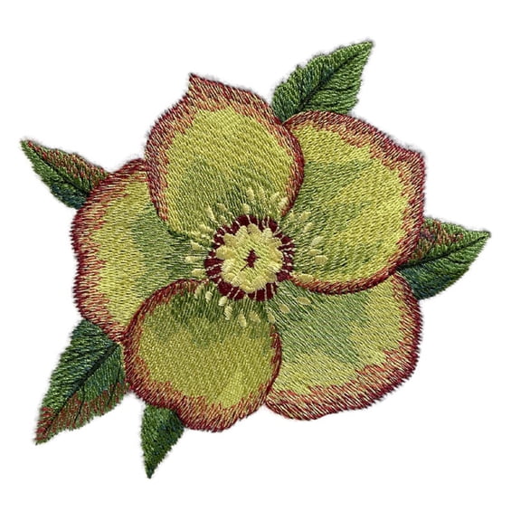 BeyondVision Custom and Unique Water Color Blooms and Butterflies [Watercolor Lenten Rose Bloom] Embroidered Iron on/Sew Patch (4.84" x 5.18") [Made in USA]