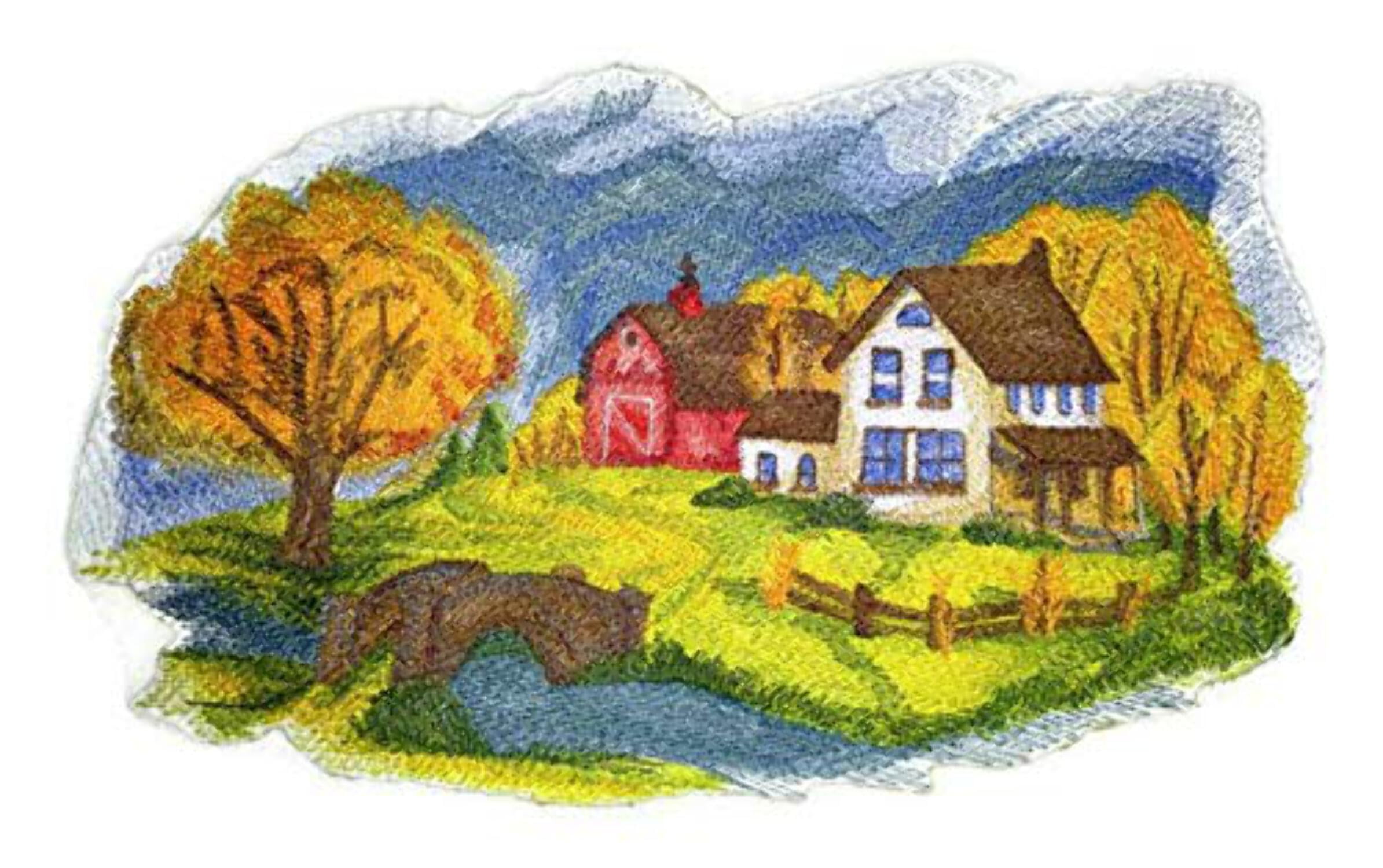 BeyondVision Custom and Unique Autumn Colors in The Country Scene Embroidered Iron on/Sew Patch [11.69" 6.79"]