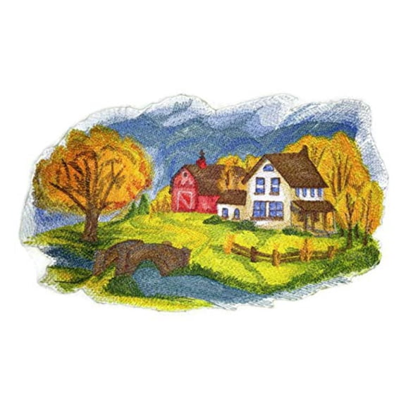 BeyondVision Custom and Unique Autumn Colors in The Country Scene Embroidered Iron on/Sew Patch [11.69" 6.79"]